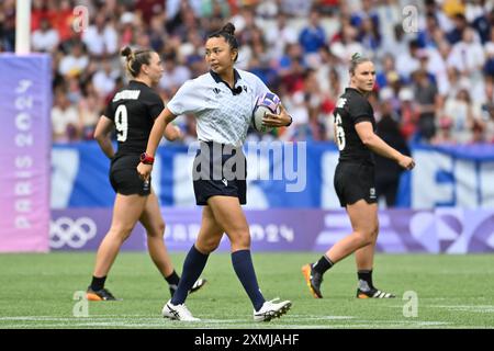 New Zeland vs China, KUWAI Ano (JPN) Schiedsrichter, Rugby Sevens Women's Pool A im Stade de France, während der Olympischen Spiele 2024 in Paris, 28. Juli 2024, Paris, Frankreich. Quelle: Enrico Calderoni/AFLO SPORT/Alamy Live News Stockfoto