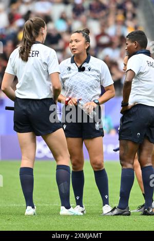 New Zeland vs China, KUWAI Ano (JPN) Schiedsrichter, Rugby Sevens Women's Pool A im Stade de France, während der Olympischen Spiele 2024 in Paris, 28. Juli 2024, Paris, Frankreich. Quelle: Enrico Calderoni/AFLO SPORT/Alamy Live News Stockfoto