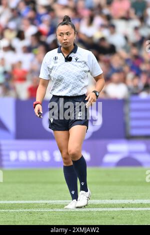 New Zeland vs China, KUWAI Ano (JPN) Schiedsrichter, Rugby Sevens Women's Pool A im Stade de France, während der Olympischen Spiele 2024 in Paris, 28. Juli 2024, Paris, Frankreich. Quelle: Enrico Calderoni/AFLO SPORT/Alamy Live News Stockfoto