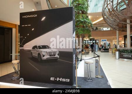 Silver Hongqi E-HS9 elektrischer Luxus-SUV in voller Größe, chinesische Marke Hongqi in Studio, emissionsfreier Transport, Elektroauto Innovation, Frankfurt, G Stockfoto