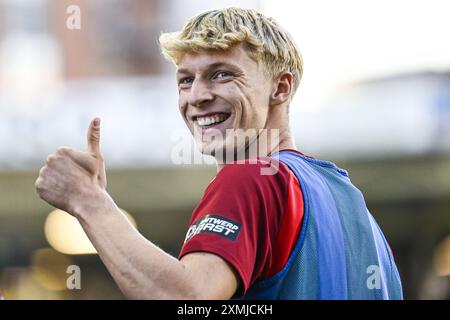 Charleroi, Belgien. Juli 2024. Kobe Corbanie aus Antwerpen, aufgenommen während eines Fußballspiels zwischen Sporting Charleroi und Royal Antwerp FC am Sonntag, den 28. Juli 2024 in Charleroi, am Eröffnungstag der Saison 2024-2025 der ersten Liga der „Jupiler Pro League“ der belgischen Meisterschaft. BELGA FOTO TOM GOYVAERTS Credit: Belga Nachrichtenagentur/Alamy Live News Stockfoto