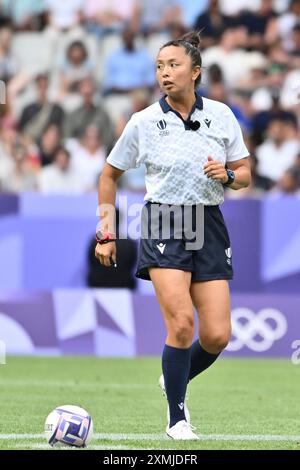 New Zeland vs China, KUWAI Ano (JPN) Schiedsrichter, Rugby Sevens Women's Pool A im Stade de France, während der Olympischen Spiele 2024 in Paris, 28. Juli 2024, Paris, Frankreich. Quelle: Enrico Calderoni/AFLO SPORT/Alamy Live News Stockfoto