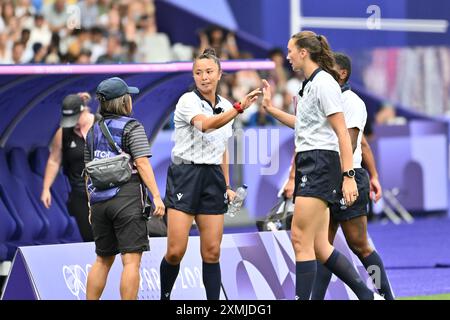 New Zeland vs China, KUWAI Ano (JPN) Schiedsrichter, Rugby Sevens Women's Pool A im Stade de France, während der Olympischen Spiele 2024 in Paris, 28. Juli 2024, Paris, Frankreich. Quelle: Enrico Calderoni/AFLO SPORT/Alamy Live News Stockfoto