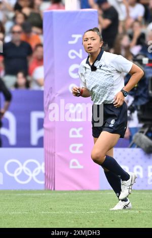 New Zeland vs China, KUWAI Ano (JPN) Schiedsrichter, Rugby Sevens Women's Pool A im Stade de France, während der Olympischen Spiele 2024 in Paris, 28. Juli 2024, Paris, Frankreich. Quelle: Enrico Calderoni/AFLO SPORT/Alamy Live News Stockfoto