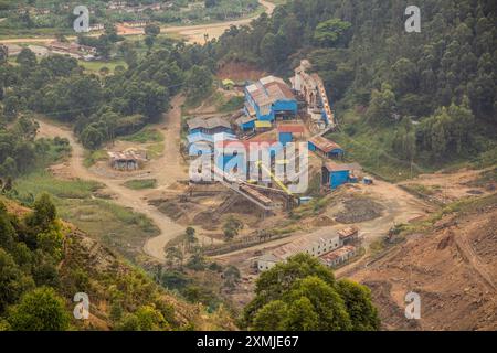 Luftaufnahme der Kupferminen von Kilembe, Uganda Stockfoto