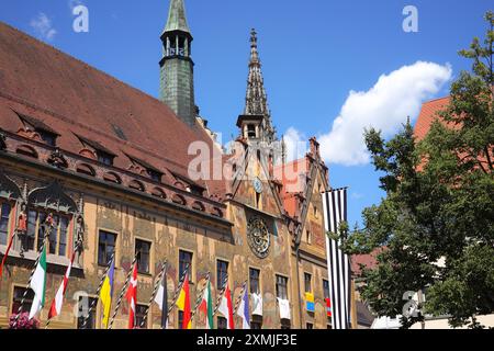 Ulmer Rathaus mit astronomischer Uhr, Deutschland 14. Juli 2024 Stockfoto