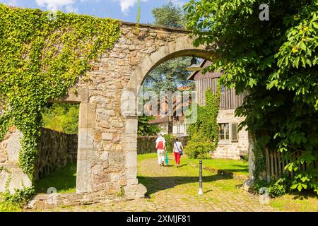 Lippoldsberg das Kloster Lippoldsberg mit der Kirche St. Georg und Maria, ist ein ehemaliges Kloster der Benediktinerinnen, das den Ursprung des Ortes Lippoldsberg an der Weser im nördlichen Hessen bildete. Klosterhof. Lippoldsberg Hessen Deutschland *** Lippoldsberg das Kloster Lippoldsberg mit der Kirche St. Georg und Maria ist ein ehemaliges Benediktinerkloster, das den Ursprung des Dorfes Lippoldsberg an der Weser in Nordhessen bildete Klosterhof Lippoldsberg Hessen Deutschland Kloster Lippoldsberg 00116 Stockfoto