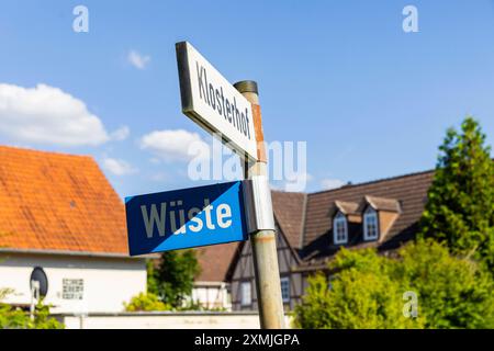 Lippoldsberg das Kloster Lippoldsberg mit der Kirche St. Georg und Maria, ist ein ehemaliges Kloster der Benediktinerinnen, das den Ursprung des Ortes Lippoldsberg an der Weser im nördlichen Hessen bildete. Strassenschild Klosterhof, Wüste. Lippoldsberg Hessen Deutschland *** Lippoldsberg das Kloster Lippoldsberg mit der Kirche St. Georg und Maria ist ein ehemaliges Benediktinerkloster, das den Ursprung des Dorfes Lippoldsberg an der Weser in Nordhessen bildete, Schild Klosterhof, Wüste Lippoldsberg Hessen Deutschland Kloster Lippoldsberg 00216 Stockfoto