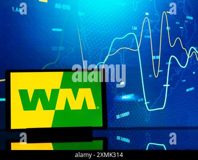 Deutschland – 28. Juli 2024: In dieser Abbildung wird das Logo von Waste Management, Inc. Auf einem Tablet angezeigt. Stockfoto