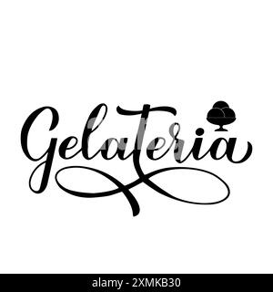 Gelateria-Kalligraphie-Handschrift isoliert auf weiß. Italienisches Eis. Vektorvorlage für Logo-Design, Typografie-Poster, Aufkleber, Banner, Stock Vektor