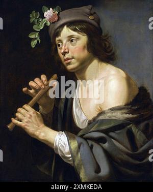 Shepherd hält eine Flöte, Gemälde von Jan van Bijlert Stockfoto