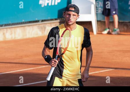 Federico Arnaboldi aus Italien feiert nach einem Punktestand beim Tennisturnier Internazionali di Verona - ATP Challenger 100 im Sports Club V Stockfoto