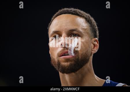 Paris, Frankreich. Juli 2024. Stephen Curry (USA) Paris 2024 Olympische Spiele Basketball Serbien - USA Olympische Spiele 27.07.2024 Credit: Moritz Müller/Alamy Live News Stockfoto