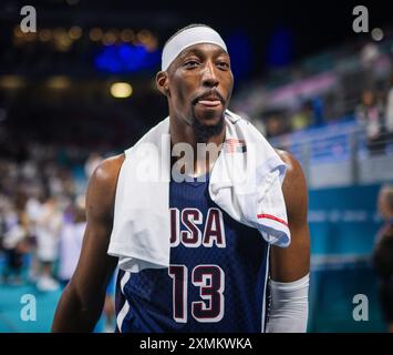 Paris, Frankreich. Juli 2024. BAM Adebayo (USA) Paris 2024 Olympische Spiele Basketball Serbien - USA Olympische Spiele 27.07.2024 Credit: Moritz Müller/Alamy Live News Stockfoto