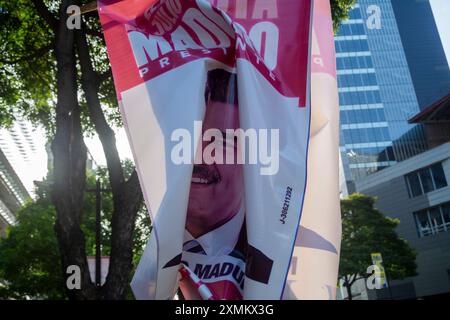 Caracas, Miranda, Venezuela. Juli 2024. Tag der Präsidentschaftswahl in Venezuela, an dem der derzeitige Präsident Nicolas Maduro und der Oppositionskandidat Edmundo Gonzalez Urrutia (Credit Image: © Jimmy Villalta/ZUMA Press Wire) NUR REDAKTIONELLE VERWENDUNG FINDET! Nicht für kommerzielle ZWECKE! Stockfoto