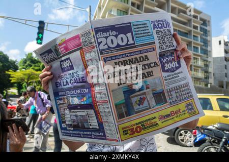 Caracas, Miranda, Venezuela. Juli 2024. Tag der Präsidentschaftswahl in Venezuela, an dem der derzeitige Präsident Nicolas Maduro und der Oppositionskandidat Edmundo Gonzalez Urrutia (Credit Image: © Jimmy Villalta/ZUMA Press Wire) NUR REDAKTIONELLE VERWENDUNG FINDET! Nicht für kommerzielle ZWECKE! Stockfoto