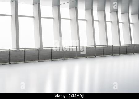 3D-Rendering des leeren Flughafengehäuses mit Fenstergläsern Stockfoto
