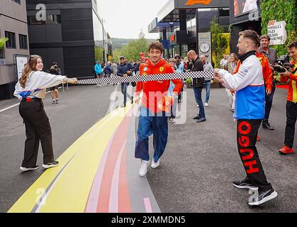 Spa Francorchamps, Belgien. Juli 2024. 27.07.2024, Circuit de Spa-Francorchamps, Spa-Francorchhamps, Formel 1 Rolex Grand Prix von Belgien 2024, im Bild Charles Leclerc (MCO), Scuderia Ferrari HP (Foto: Alessio de Marco/SIPA USA) Credit: SIPA USA/Alamy Live News Stockfoto