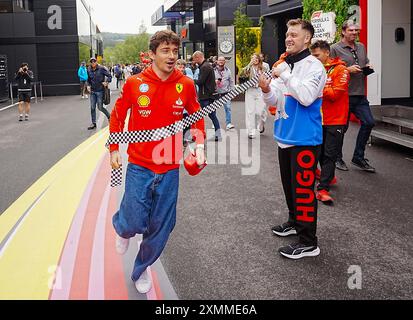 Spa Francorchamps, Belgien. Juli 2024. 27.07.2024, Circuit de Spa-Francorchamps, Spa-Francorchhamps, Formel 1 Rolex Grand Prix von Belgien 2024, im Bild Charles Leclerc (MCO), Scuderia Ferrari HP (Foto: Alessio de Marco/SIPA USA) Credit: SIPA USA/Alamy Live News Stockfoto