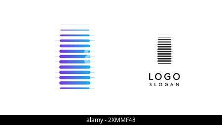 Schwerer, futuristischer, technisch inspirierter Buchstabe I, dynamisches Treppenstufen-Logo, auffälliger Space Letter für eindrucksvolles modernes Branding, innovatives Logo, modern Stock Vektor