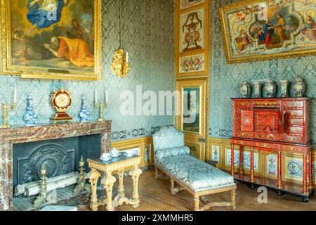 Blue Room, Chateau Vaux le Vicomte, Maincy, Ile-de-France, Frankreich Stockfoto