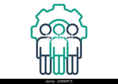 Verwaltungssymbol. Menschen mit Ausrüstung. Symbol für Lead . Liniensymbolstil. Vektorillustration für Geschäftselemente Stock Vektor