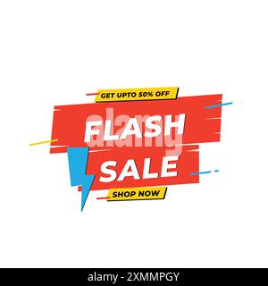 Flash-Verkauf Holen Sie sich bis zu 50 % Rabatt auf Flash-Sale-Design isoliert auf weißem Hintergrund Stock Vektor
