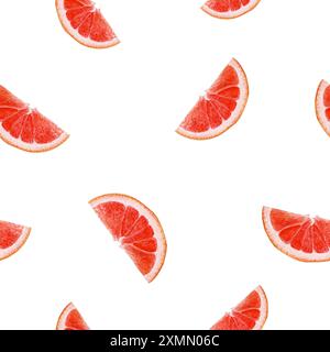 Aquarellmuster mit saftigen Grapefruitscheiben auf einem sauberen weißen Hintergrund Stockfoto