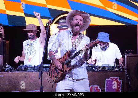 Italien, Cortona (Arezzo), 28. Juli 2024: Cautha Summer Festival of Camucia, Bild des italienischen Singer-Songwriters und Rappers Jovanotti (Lorenzo Cherubini). Foto © Daiano Cristini/Sintesi/Alamy Live News Stockfoto