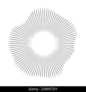 Radial Sound Wave konzentrische Audio Rhythmus Linie dynamisch eingestellt. Radiale Signal- oder Vibrationselemente. Darstellung von Audiomusik. Vektorabbildung Stock Vektor