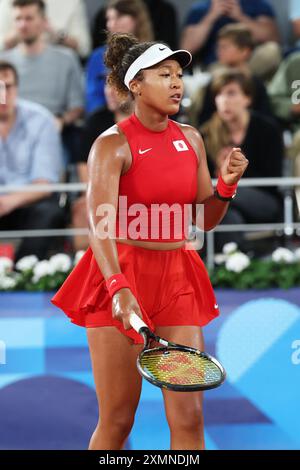 Naomi Osaka (JPN), 27. JULI 2024 - Tennis : 1. Runde der Olympischen Spiele 2024 im Stade Roland-Garros in Paris. (Foto: Koji Aoki/AFLO SPORT) Stockfoto