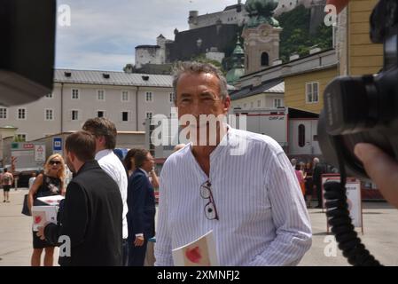 Hubert von Goisern, Hubert Achleitner, Festakt, Eröffnung Salzburger Festspiele, 2024, Manfred Siebinger *** Hubert von Goisern, Hubert Achleitner, Zeremonie, Eröffnung der Salzburger Festspiele, 2024, Manfred Siebinger Stockfoto