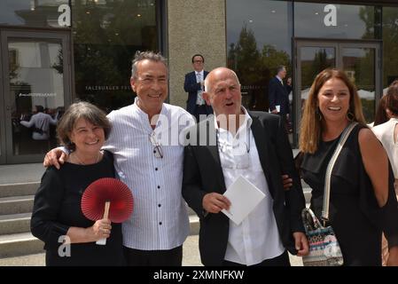 Hubert Achleitner, von Goisern, Gattin Hildegard, Fritz Egger, Gattin Sibylle, Festakt, Eröffnung Salzburger Festspiele, 2024, Manfred Siebinger *** Hubert Achleitner, von Goisern, Ehefrau Hildegard, Fritz Egger, Ehefrau Sibylle, Zeremonie, Eröffnung der Salzburger Festspiele, 2024, Manfred Siebinger Stockfoto