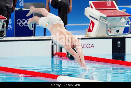 Der Irlands Daniel Wiffen während der 800-m-Freistil-Saison in der Pariser La Defense Arena am dritten Tag der Olympischen Spiele 2024 in Frankreich. Bilddatum: Montag, 29. Juli 2024. Stockfoto