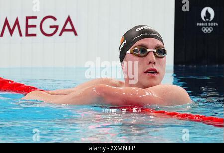 Daniel Wiffen, Irlands 800 m Freistil in der Pariser La Defense Arena am dritten Tag der Olympischen Spiele 2024 in Frankreich. Bilddatum: Montag, 29. Juli 2024. Stockfoto