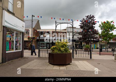 Spennymoor, County Durham, Großbritannien. Blick auf die High Street im Stadtzentrum. Stockfoto