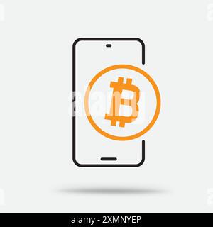 Krypto-Bitcoin im Smartphone-Symbol Stock Vektor