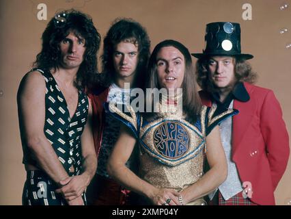 SladeDon Powell , Jimmy Lea , Dave Hill und Noddy Holder 1973 Bild von Roger Bamber Stockfoto