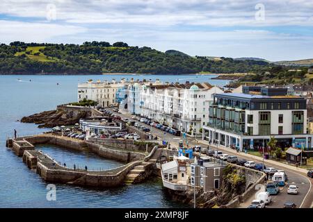 Von Plymouth Hoe in Devon, England, Vereinigtes Königreich mit Blick auf die Küste zum Plymouth Sound Stockfoto