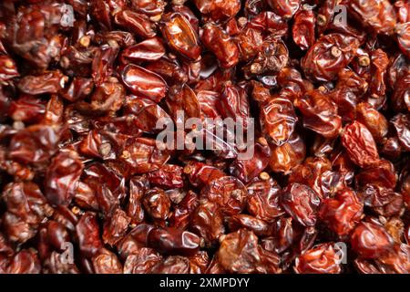 Makrogetrocknete Rote Berberitze Spice Nahaufnahme. Stockfoto