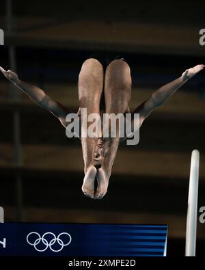 Paris, Frankreich. Juli 2024. Illustration Tauchen während des synchronisierten 10m Plattform Tauchen Finales der Männer bei den Olympischen Spielen 2024 in Paris im Aquatics Centre in Saint-Denis, nördlich von Paris, am 29. Juli 2024. Foto: Eliot Blondet/ABACAPRESS. COM Credit: Abaca Press/Alamy Live News Stockfoto