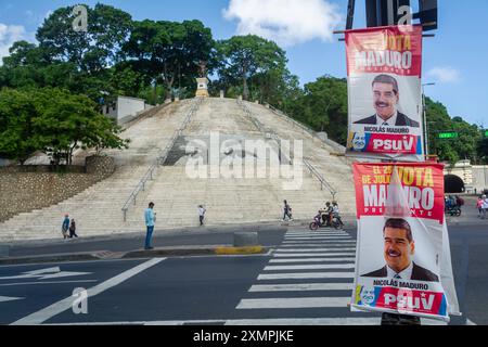 Präsidentschaftswahltag in Venezuela, an dem der derzeitige Präsident Nicolas Maduro und der Oppositionskandidat Edmundo Gonzalez Urrutia teilnahmen Stockfoto