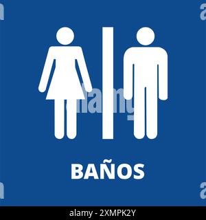Badbanner für Frauen und Männer auf blauem Hintergrund (trad. Badezimmer) Stock Vektor