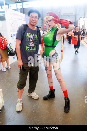 Shanghai, China. Juli 2024. Ausländische Schönheitsspieler kosplay Street Fighter bei 2024 ChinaJoy in Shanghai, China, am 26. Juli 2024. (Foto: Costfoto/NurPhoto) Credit: NurPhoto SRL/Alamy Live News Stockfoto