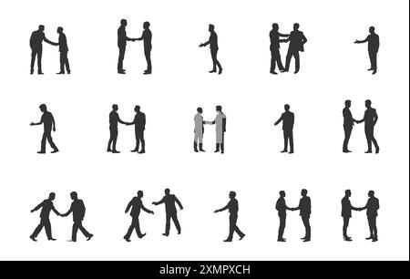 Handshake Silhouette, Mann Handshake Silhouette, Geschäftsmann Handshake Silhouette, Handshake Vektor Set. Stock Vektor