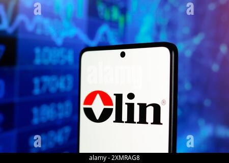 Paraguay. Juli 2024. In dieser Fotoabbildung wird das Olin Corporation Logo auf einem Smartphone-Bildschirm angezeigt. Quelle: SOPA Images Limited/Alamy Live News Stockfoto