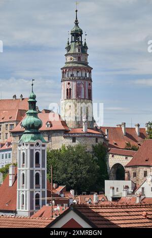 Schloss Cesky Krumlov, Hauptreiseziel in Südböhmen der Tschechischen Republik am 28. Juli 2024 Stockfoto