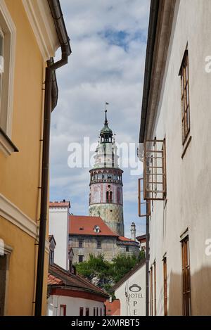 Schloss Cesky Krumlov, Hauptreiseziel in Südböhmen der Tschechischen Republik am 28. Juli 2024 Stockfoto