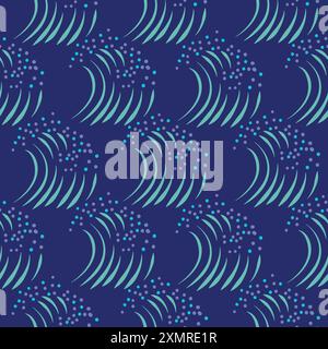 Nahtloses Ocean Waves-Muster für Tapeten- und Stoffdesign. Blauer, aquatischer Hintergrund. Stock Vektor