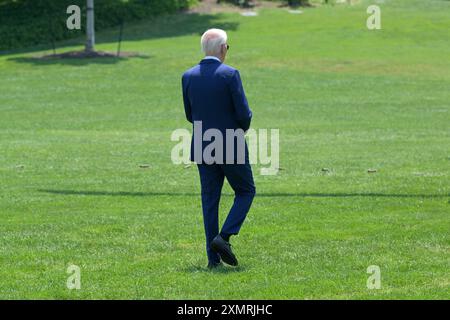 Washington, USA. Juli 2024. US-Präsident Joe Biden reist heute am 29. Juli 2024 vom Weißen Haus nach Austin, Texas, im South Lawn/Weißen Haus in Washington DC, USA ab. (Foto: Lenin Nolly/SIPA USA) Credit: SIPA USA/Alamy Live News Stockfoto